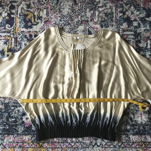 Anthropologie Leifsdottir Cream and Blue Ombré Silk Blouse - Picture 5 of 7